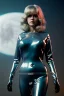 Placeholder: Ultra Realistic retro sci-fi portrait New York image from 1960, many spaceships, sweet young Jane Fonda, tight latex suit, weapon, fighting stance, soft color, highly detailed, unreal engine 5, ray tracing, RTX, lumen lighting, ultra detail, volumetric lighting, 3d, finely drawn, high definition, high resolution.