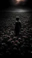 Placeholder: Bosch nightmares paining style Title:a field of poppies all colored in black and white, on red rose standing in the middle , 8k artistic photography, photorealistic concept art, soft natural volumetric cinematic perfect light, chiaroscuro, award-winning photograph, masterpiece, oil on canvas, Raphael, Caravaggio, Greg Rutkowski, people, beksinski, Giger