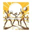 Placeholder: A group of friends playing beach volleyball, energetic, dynamic, midday sun lighting, T-shirt design graphic, vector, contour, white background