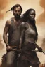 Placeholder: Movie Poster - Andrew Lincoln as "Rick Grimes," Danai Gurira as "Michonne," - The Walking Dead - in the art style of Frank Frazetta