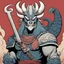 Placeholder: [comics Head Lopper style by Andrew MacLean] [mexican art by luchadora] the year of the snake is the year of the dragon