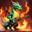 Placeholder: Dragon, Fire and Smog, play gitarre, pixar style