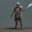 Placeholder: Fantasy, full body, watercolor, chain mail, Anglo Saxon, masked helmet, spear, round shield