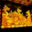 Placeholder: A yellow palace with glowing light dragons designed in Javanese shadow puppets painted by Qiu Ying
