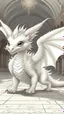 Placeholder: fluffy adorable baby white dragon,run around the Palace