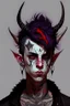 Placeholder: As tiefling teenage boy, he has lots of tattoos and demon horns, he is punk, goth and handsome