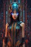 Placeholder: beautiful strange looking digital woman cyber indonesia made up completely of binary code, expressive and mysterious, consisting fully of binary code, full body portrait, deep colors, detailed matte painting, fantastical, intricate detail, splash screen, colorful, fantasy concept art, 8k resolution, Unreal Engine 5, beautiful iris, sharp focus, centered. By addiedigi