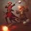 Placeholder: A pirate in dark red armor, throwing a football, style by peter mohrbacher, donato giancola, joseph christian leyendecker, wlop, boris vallejo