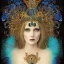 Placeholder: portrait of woman queen of peacocks, long black hair, blue eyes, stunning, beautiful, gorgeous, realistic, photo illustrative, ornate, 8K resolution, high-quality, fine-detail, digital art, detailed matte, brian froud, howard lyon, selina french, anna dittmann, annie stokes, lisa parker, greg rutowski,