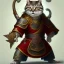 Placeholder: Character design, anthropomorphic cat dressed as a Shaolin, dark, evil, furious, epic, intricate details, finely detailed armor, silver, golden