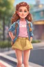 Placeholder: standing cute barby cartoon teen girl, looking to camera