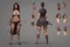 Placeholder: Female character full anatomy Proportions including front, side, and back mode sheet .stylized animation character 8k Art station. realistic style