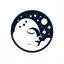 Placeholder: Logo, vector, clean, circle logo with a face looking up at the moon clouds and stars