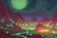 Placeholder: bioluminescent rasin village at night in starshine