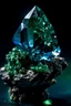 Placeholder: dark blue Achroite Crystal big close up stone on dark green background