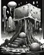 Placeholder: oozing slime cube black and white sketch art rpg