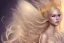 Placeholder: smiling, beautiful, soft,smiling, straight and long blonde hair, dewy and shiny atmosphere, diamond crown, long fairy wings in the back, full head, curly hair, golden veil clothes