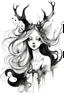 Placeholder: Watercolor black and white magic pixie with long hair