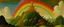 Placeholder: A rainbow empire with a giant castle painted by Henri Rousseau