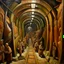 Placeholder: Brownish bronze underground mining tunnels painted by Diego Rivera
