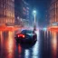 Placeholder: Cyberpunk street view in night , paris , rain, ground reflection