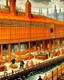 Placeholder: An orange colored crystal factory in a plague painted by Edward Hicks