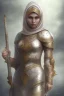 Placeholder: portrait lady white arab warrior, hijab