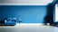 Placeholder: empty living room with blue tones wall
