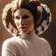 Placeholder: extremely detailed 8k hyperspace wallpaper,complete and photo realistic detailed head to waist stunning photo realistic portrait of carrie fisher as Princess Leia in star wars with photo realistic fine and simple hairstyle, brown eyes, professional majestic photo realistic painting by Ed Blinkey, Atey Ghailan, by Jeremy Mann, Greg Manchess, Antonio Moro, trending on ArtStation, Intricate, High Detail, Sharp focus, dramatic, by greg rutkowski, realism, beautiful and detailed lighting,