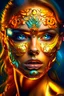 Placeholder: fantasie portret womans face with nice golden and silver decoration in face