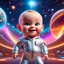 Placeholder: (masterpiece, best quality, 8k, RAW photo, beautiful and aesthetic:1.2), complex detail, Indirect light, photorealistic, (((full body))), Cosmic Boss Baby style smiling, bare head, colorfull Sci-Fi environment