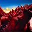 Placeholder: Drawing of ' Red Godzilla', painting by Earl Norem, simon Bisley,frazetta,西嘛哒, evan lee, Vallejo,kelly oil on canvas, cinematic composition, extreme detail,fit full head inside picture,8k