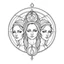 Placeholder: Create a realistis sketch tatto of The three Fates, white background
