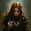 Placeholder: a pretty fantasy woman, loose ginger hair, young, plotting, dark fantasy art