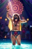 Placeholder: airbrush with pen outline, ,swimsuit hippie in his palace raised hands having fun in a festival in the 60s, goa psy ambient in the style of vangelis and fsol, source vibrations, bokeh like f/0.8, tilt-shift lens 8k, high detail, smooth render, down-light, unreal engine, prize winning