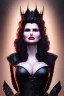 Placeholder: Geena Davis as evil queen in black leather, leather, busty, cleavage, angry, rage, stern look. character design by cory loftis, fenghua zhong, ryohei hase, ismail inceoglu and ruan jia. unreal engine 5, artistic lighting, highly detailed, photorealistic, fantasy