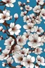Placeholder: White cherry blossom digital art with blue background
