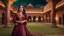 Placeholder: Hyper Realistic Beautiful Young Pashto Woman Wearing A Maroon Silk Frock With Detailed Golden Embroidery & Beads Work On It Happily Swirling Inside The Beautiful Courtyard Of A Traditional Mughal Fort Decorated With Lots Of Garland Lights At Dark Beautiful Night With Cloudy Full Moon On A Green Grass Showing Dramatic And Cinematic Ambiance.