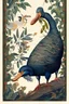 Placeholder: John James Audubon-like illustration of a fully uncropped Dodo bird and a Platypus in a landscape of warm yellows, warm reds, and warm blues