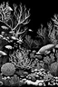 Placeholder: undersea life with corals and the picture looks like black and white drawing