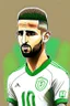 Placeholder: Riyad Mahrez Algerian football player cartoon 2d