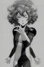 Placeholder: sketch of tatsumaki from one punch man in jim lee style