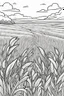 Placeholder: coloring page, field of wheat, cartoon style, thick lines, low detail, no shading