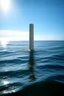 Placeholder: . A Peace Pole standing in the middle of the ocean