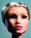 Placeholder: Realistic photo decapitated barbie doll head. Foto de estudio. Pared de fondo. Gran angular. Simetría. Ultra hd.