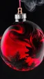 Placeholder: smoke art red and black colours with shiny glass christmas bauble