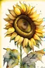 Placeholder: Create a watercolor clip art of a sunflower in full bloom, with vibrant, rich colors and intricate details. The sunflower should be the focal point of the artwork, showcasing its iconic yellow petals and dark brown center. The background should feature gentle, soft watercolor washes to complement and highlight the sunflower. The final artwork should exude a sense of warmth and natural beauty, with a high level of detail and realism