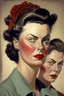 Placeholder: Strong women painted portrait from the 50s feminism