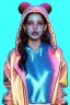 Placeholder: Ultra Realistic image, Rosalía artist, portrait, waist up portrait, long black eye line, sweet face, inflatable hoodie, gold pink and blue style, spray glow make up, led rings piercing, led geometric ornament, fog, hot, inflatable style bubble latex coat, vibrant color, highly detailed, art stations, concept art, smooth, unreal engine 5, god rays, ray tracing, RTX, lumen lighting, ultra detail, volumetric lighting, 3d, finely drawn, high definition, high resolution.