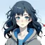 Placeholder: Teenage girl, shoulder length black curly hair, icy blue eyes, pale skin, anime style,